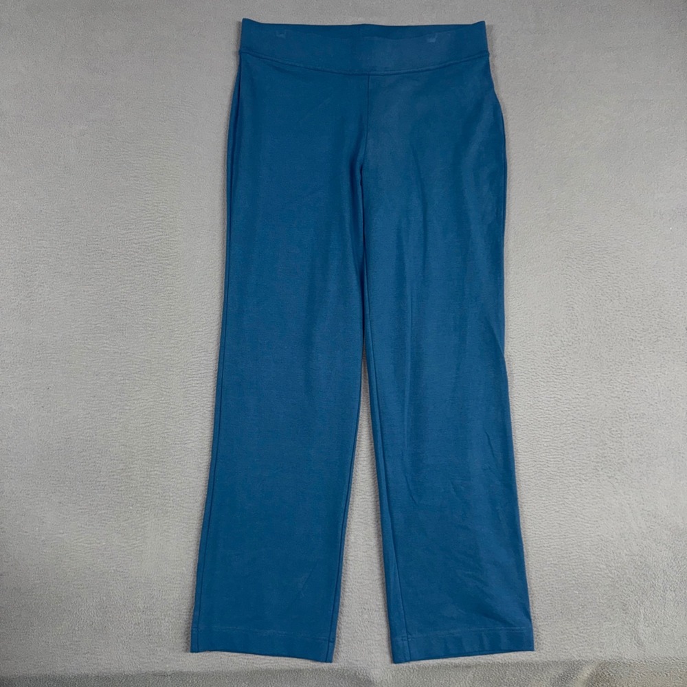 Lands End Pants Women Large Tall Blue Starfish Straight Casual Stretch Pull On